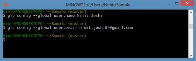 Create User Name and Email on Git